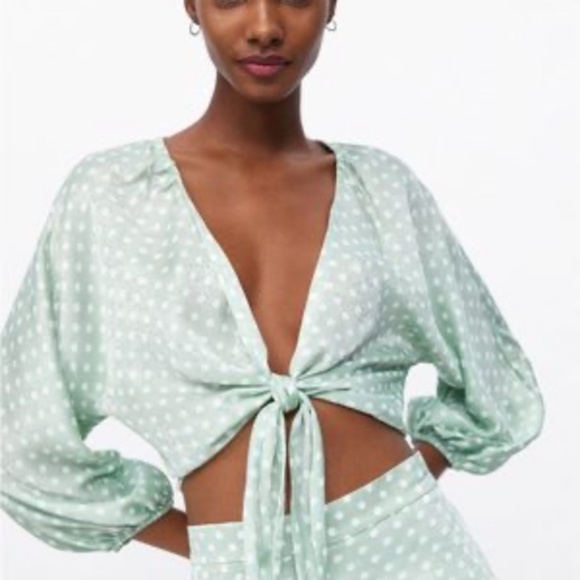 Zara Tops - Zara Mint Green Polka Dot Top - XS-S